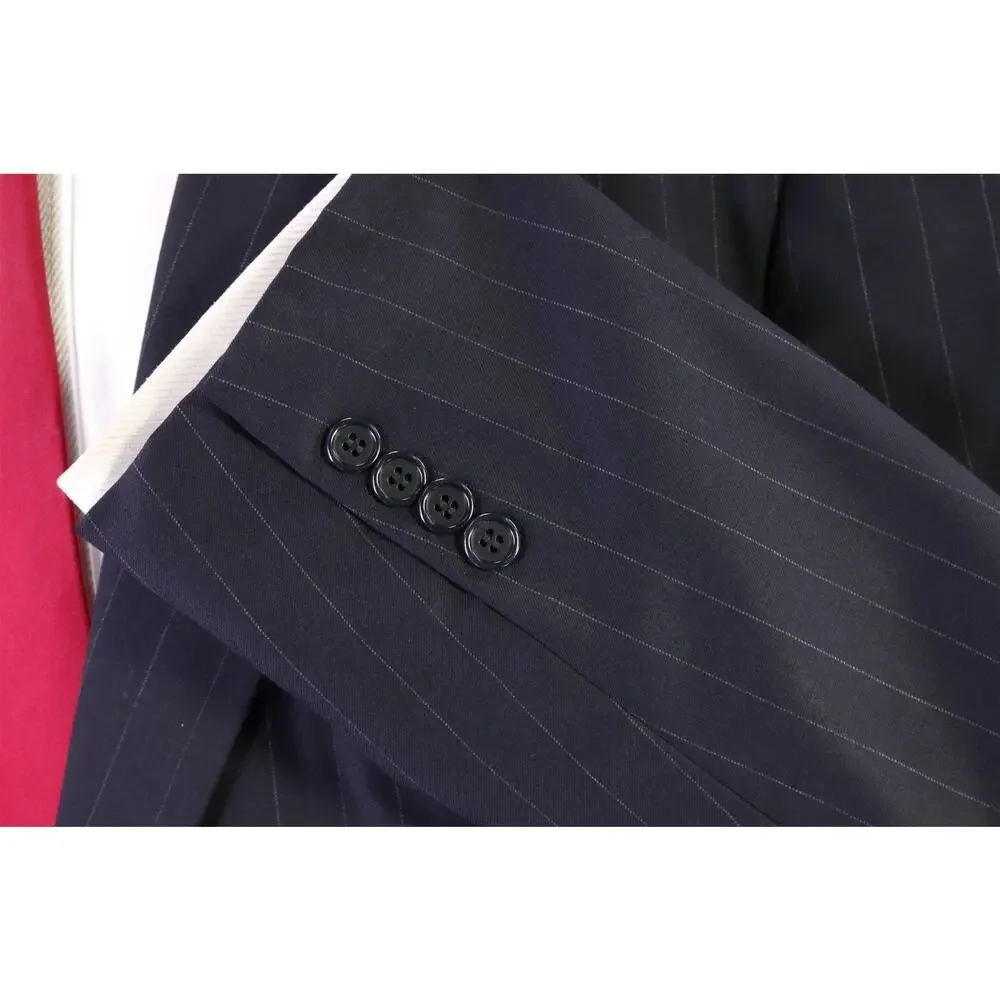 Brooks Brothers Golden Fleece Navy Pinstripe Suit Jacket Blazer Loro Piana 46L